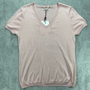 Max & Moi Top Womens 42 Blush Peach Silk Casmere Knit Stretch Cap Sleeve